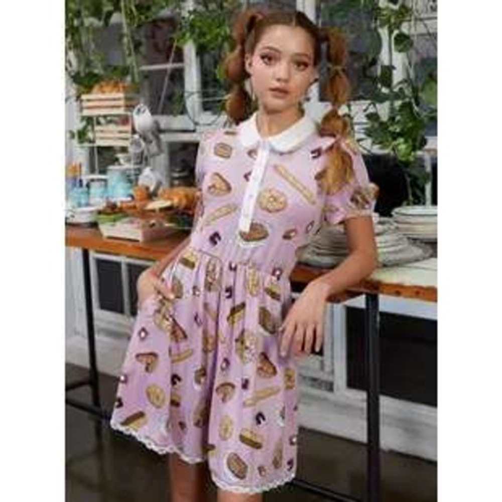Her Universe Kiki's Delivery Service Dress Purple Bakery Print Service Sweets Md